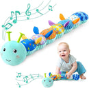 Baby Toys 0 to 12 Months, Musical Stuffed Animal Activity Soft Toy with Multi-Sensory Crinkle, Rattle and Textures, Infant Tummy Time Toys for Newborn Boys Girls, Caterpillar, Blue by TinyTreasures Baby Boutique