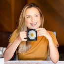 12Oz Daisy Black Ceramic Mug, Mug for Daily Coffee and Tea, Lead-free, Microwave and Dishwasher Safe Coffee Mug, Perfect gifts for women and men by CozyNest Decor