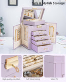 AKOZLIN 5-Tier Jewelry Box Leather Jewelry Storage Organizer with 4 Drawers Lockable for Women Girls Ring Necklace Earring Bracelet Watches Holder with Mirror Purple by TinyTreasures Baby Boutique