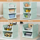 6 Pack Stackable Closet Storage Basket - Stackable Storage Bins, Multifunctional & Foldable Closet Organizer, Wardrobe Cupboard Space-Saving Hat Storage Drawer Organizer, Green by CozyNest Decor