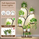 Plant Stand Indoor with Grow Lights, 7 Tiered Indoor Plant Shelf, 49" Corner Plant Stands for Indoor Plants, Metal Plant Flower Display Shelves, Tree-Shaped Plant Rack for Home, Patio, Black by GreenHaven Gardens