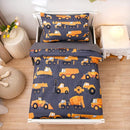 NTBED 4 Pieces Construction Toddler Bedding Set for Baby Boys, Truck Vehicles Excavator Cars Printed, Includes Comforter, Flat Sheet, Fitted Sheet and Pillowcase,Grey by TinyTreasures Baby Boutique