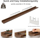 Fun Memories Picture Ledge Shelf, 48 Inch Floating Shelves Set of 2, Large Nursery Book Shelves for Toys Storage, Kids Bookshelf Wall Mounted for Wall Decor Books Photo Frames, Walnut by CozyNest Decor