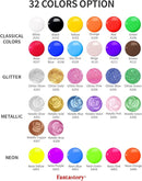 fantastory Tempera Paint for Kids 32 Colors (2 oz Each) Washable Tempera Paint, Kids Poster Paint Sponge Painting, Non-Toxic Kids Paint Finger Paints Hand Paints Bottles Early Learning by TinyTreasures Baby Boutique