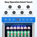 24" Beverage Refrigerator & Cooler, 180 Cans Under Counter Fridge with Lock, Glass Door & Powerful Cooling Compressor - Quiet, Built-in/Freestanding Drink Fridge by CozyNest Decor