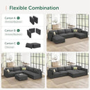 HONBAY Modular Sectional Sofa with Storage Corduroy Sleeper Sofa Modular Sectional Couches for Living Room,Dark Grey by CozyNest Decor