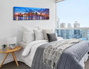 Office Wall Decor Miami Skyline Wall Art Panoramic Cityscape Picture Modern USA City Night View Canvas Prints for Bedroom Living Room Home Decoration Stretched and Framed Ready to Hang 13.8"x45.3" by CozyNest Decor