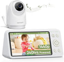 bonoch 5.5" 1440p Baby Monitor with Camera and Audio, No WiFi Baby Camera, 240h Lasting, Smart Detect Sleep Turn Over/Cry/Motion, 7800mAh, Hack Proof Video Monitor, Built-in Sound Machine White Noise by TinyTreasures Baby Boutique