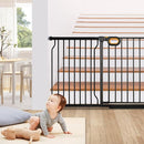 Owlie Baby Gate with Door 66-75 Inch, Extra Wide Stair Gates for Kids Adjustable Wide Dog Pet Gate Stairway Large Baby Gates Pressure Mount for Pets for House Stairway Doorway Black (30.5'' Tall) by TinyTreasures Baby Boutique