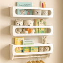 Bamboo Nursery Book Shelves, Fully Assembled For Easy Use - Set of 3 Floating Shelves for Wall Kids, Wall Mounted Book Shelves For Kids Room, Baby Room, Toddler Room, Nursery Decor, 16.5 Inch White by TinyTreasures Baby Boutique
