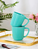 Ceramic Coffee Mugs 15 oz, Large Waffle Embossed Mug Set with Handle, Unique Coffee Cups for Latte, Cappuccino, Cocoa, Hot Tea, Mocha, Milk, Housewarming Wedding Present - Set of 6 (Turquoise) by CozyNest Decor