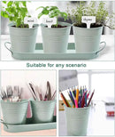 vensovo Indoor Herb Planter Set - Galvanized Windowsill Garden Pots with Tray & Drainage, Set of 3 Metal Window Planters for Kitchen & Outdoor Use, Light Green by GreenHaven Gardens