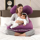 Amagoing 55 inches Pregnancy Pillows for Sleeping, U Shaped Maternity Full Body Pillow for Pregnant Women with Hip, Leg, Back, Belly Support, Washable Velvet Cover Included (Dark Purple) by TinyTreasures Baby Boutique