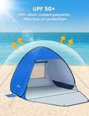 Glymnis Pop Up Beach Tent Beach Shade Tent for 1-4 Persons Sun Shelter UPF 50+ Enclose Zipper Door Portable Easy Up Beach Tent by TinyTreasures Baby Boutique