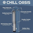 Chill Oasis Water Bottle | Compatible With Popular Flavor Cartridges | BPA Free, Leak Proof, Double-Walled Vacuum Insulated Stainless Steel, and Dishwasher Safe | Cold for 24 Hours (Navy, 32oz) by CozyNest Decor
