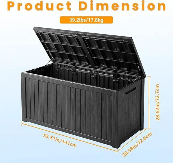 200 Gallon Outdoor Storage Box Waterproof Lockable Resin Deck Box Large, Patio Storage Bin for Pool Accessories Cushion Furniture, Garden Tools, UV-Resistant Outside Delivery Black, photo 2 of 9