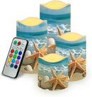 Ystardream Beach Starfish Flameless Candles with Remote Battery Operated Candles Realistic LED Candles with Remote and Timer Set of 4 for Valentines Home Wedding Birthday Decoration by GreenHaven Gardens