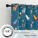 Kids Pixel Rocket Blackout Curtains - 100% Blackout, Thermal Insulated, Noise Reducing, Perfect for Kids Room and Nursery, 2 Panels (Pixel Rocket Fleet, W52×L63) by TinyTreasures Baby Boutique
