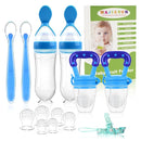 WAJIAYON Baby Fruit Feeder Pacifier - 6 Pack | 2 Infant Food Pacifier & 2 Baby Food Dispensing Spoon | Fresh Fruit Teethers for Babies | Silicone Feeder Babies,Infant Teething Feeders (Blue) by TinyTreasures Baby Boutique