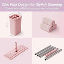 JOYMOOP Pink Mop and Bucket with Wringer Set for Home, with 3 Reusable Microfiber Mop Pads, Hands-Free Self-Cleaning System, Suitable for Floor Cleaning and Wall Cleaner by CozyNest Decor