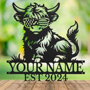Personalized Highland Cow Name metal Signs,Custom Highland Cow Metal Shed Wall Decor,Black Metal Wall Art Plaques Outdoor wall Decorative Signage (Style C) by CozyNest Decor
