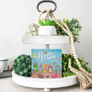 Summer Decor Hello Summer Decorations Flip Flop Wooden Sign Rustic Home Decor 5 x 5 Inches by CozyNest Decor
