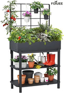 Metal Raised Garden Bed with Trellis, Elevated Planter Box with Legs for Outdoor Patio, Iron Standing Garden Box for Vegetables, Herbs, Flowers, Climbing Plants by GreenHaven Gardens