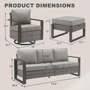 Outdoor Wicker Patio Furniture Set - 5 Piece Patio Conversation Set with 2 Wicker Swivel Rocker Chairs,2 Rattan Ottoman and 1 Couch,Thick Cushions,Deep Seating,Wide Armrest(Mixed Grey/Grey) by CozyNest Decor