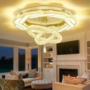 Flashing God Crystal Chandeliers Dia 32" Gold Chandelier Flush Mount Ceiling Light for Bedroom Living Room Dining Room Hallway Dimmable 3 Rings LED Celing Lighting Fixtures by CozyNest Decor