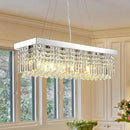 Siljoy 6-Light Modern Crystal Chandelier for Dining Room, Rectangular K9 Crystal Raindrop Chandelier, Rectangle Pendant Ceiling Light Fixture for Living Room Kitchen Island L31.5'' x W10'' x H10'' by CozyNest Decor