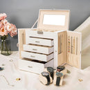 AKOZLIN 5-Tier Jewelry Box Lockable Leather Jewelry Storage Case with 4 Drawers for Women Girls Ring Necklace Earring Bracelet Watches Holder Organizer with Mirror by TinyTreasures Baby Boutique