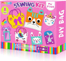 MEGUO Sewing Kit for Kids,Beginner Arts and Crafts, 8 Easy DIY Handbag and Ornaments, Christmas Birthday Gifts Presents Toys for Girls 4-12, Learn to Sew/Embroidery,Parent-Child Interaction by TinyTreasures Baby Boutique