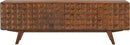 NTC Sapa Mid-Century Modern Solid Wood TV Stand 4-Door Media Console with Carved Geometric Fronts for TVs up to 75", Effortless Assembly, Dark Walnut by CozyNest Decor