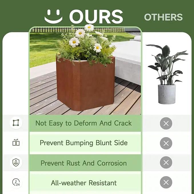 Corten Steel Planter Box-26"x26"x26"-Large Square Planter Matel -Outdoor Indoor- Heavy Duty Rustic Tall Planter Flower Pot Commercial Residential for Patio Porch Deck Home Backyard, photo 7 of 7