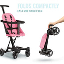Dream On Me Lightweight and Compact Coast Rider Stroller with One Hand Easy Fold, Adjustable Handles and Soft Ride Wheels, Pink, 365-PINK by TinyTreasures Baby Boutique