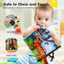 Jollybaby 2 PCS Sensory Touch and Feel Crinkle Books for Baby 0-6 Months, Jungle Farm Tails Montessori Car Set Toys for Tummy Time Newborn 6-12, Soft Fabric Cloth Books for Infant 1 Year Old Gift by TinyTreasures Baby Boutique