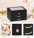 Black Jewelry Box Organizer: Home Decor for Women - 2-Drawer Holder for Valentine’s Day Birthday Christmas Black Grey-Purple by TinyTreasures Baby Boutique