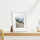Vittanly 8.5x11 Picture Frames Set of 9, Shatter Resistant Plexiglass, Display 6x8 Pictures with Mat or 8.5x11 without Mat, Photo Frames for Wall or Tabletop, Engineered Wood, White by CozyNest Decor