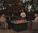 Propane Fire Pit Table,44 Inch 55000 BTU Outdoor Gas Fire Pit Rectangular with Glass Wind Guard for Outside Patio Deck (Brown-Aluminum Top) by GreenHaven Gardens