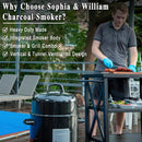 Sophia & William 17" Vertical Charcoal Smoker Grills with Two-Tier Grates, Heavy-Duty Integral Chamber and Tunnel Ventilation System for BBQ, Patio, Outdoor Camping(Black) by GreenHaven Gardens