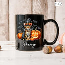Personalized Name Bengal Wearing Witch Hat Coffee Mug, Custom Bengal Halloween Ceramic Cup, Spooky Cat Pumpkins Mug 11oz 15oz, Pet Halloween Black Cup, Gift for Cat Dad Mom Family Friend by TinyTreasures Baby Boutique
