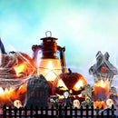 56 Pcs Halloween Village Accessories Set Halloween Haunted House Village Set Miniature Tombstones Tree Fake Spiders Fence Streetlamp Figurines for Home Table Party Decor by CozyNest Decor