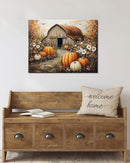 Autumn Pumpkin Barn Framed Wall Art Decor, Moody Fall Decor Rustic Country Landscape Picture Print for Farmhouse Decor,Thanksgiving Decorations Country Canvas Wall Art, Ready to Hang by CozyNest Decor