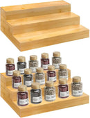 Spice Rack Organizer for Cabinet - Bamboo Spice Shelf, 3 Tier Seasoning Organizer for Countertop, Kitchen, Pantry 2 Pack by CozyNest Decor