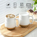 Hasense Porcelain Coffee Mugs Set of 6, 15 Ounce Large Ceramic Coffee Cups Set with Handle for Latte, Tea, Cocoa and Hot Chocolate, White Coffee Mugs for Men and Women, Microwave Safe by CozyNest Decor
