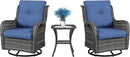 Patio Swivel Rocking Chairs - Outdoor Wicker Glider Swivel Rcoker, 3 Pieces Patio Wicker Furniture Sets for Porch Includes 2 Swivel Rocking Chair and 1 Side Table by GreenHaven Gardens