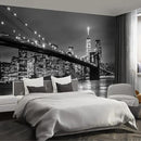 Gray Brooklyn Bridge at Night NYC Wall murals New York Peel and Stick Wallpaper for Bedroom Living Room - 58"x86" by CozyNest Decor