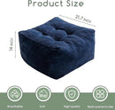 HIGOGOGO Square Stuffed Pouf Ottoman, Corduroy Poufs with Foam Chunk Filling, Furry and Fluffy Pouf Foot Stool Storage Ottoman, 21 X 21 Floor Poufs Foot Rest for Living Room, Navy by CozyNest Decor