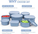100% Silicone Food Storage Containers with Lids, 8 Pack, 10oz to 51oz, Reusable Leakproof Nesting & Stackable Silicone Bento Lunch Box, Microwave Freezer Dishwasher Oven Safe, BPA Free, Slate Blue by TinyTreasures Baby Boutique