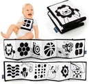 My First Black and White High Contrast Soft Book , Infant Tummy Time Toys, Black and White Baby Cards, Folding Educational Activity Cloth Book Suitable for Boys Girls Toddler by TinyTreasures Baby Boutique
